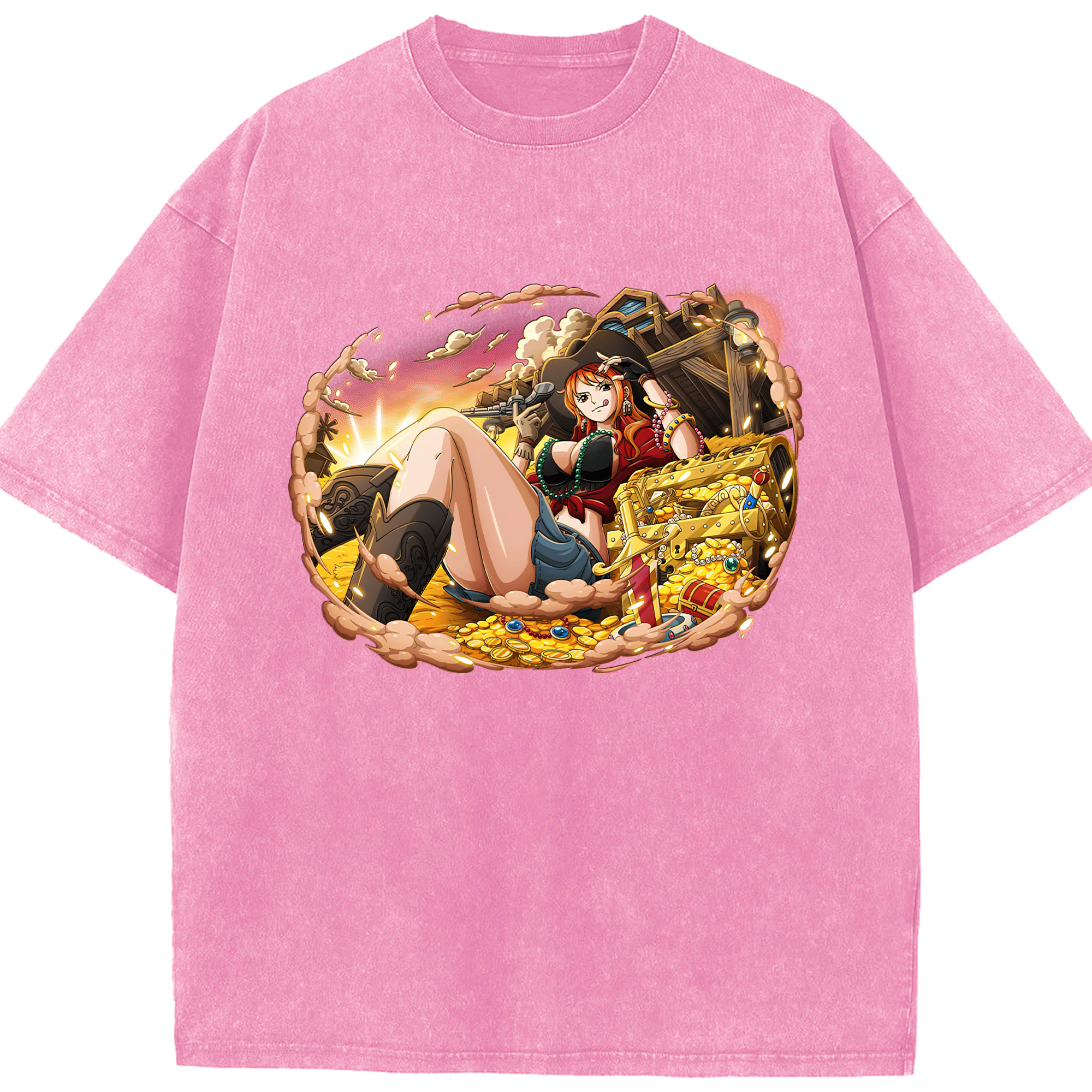 ワンピース ナミ ONE PIECE Nami 綿100% ヴィンテージ風 半袖Tシャツ（フロントプリント）